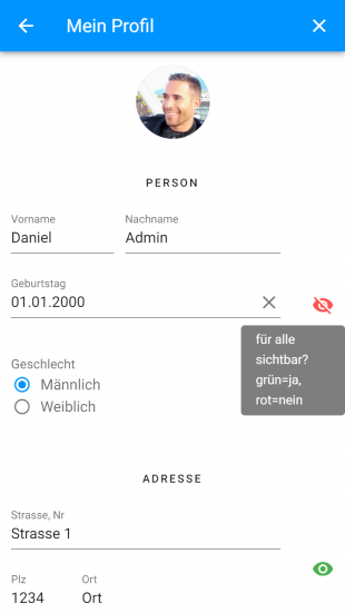 Hide or Show-Funktion im User-Profil